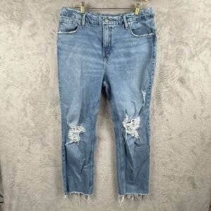 Good American Light Blue Distressed High Rise Jeans